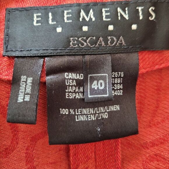 Vtg Escada Blazer Linen Longline Scroll Embossed Terracotta Single Breast Sz 8 - Picture 4 of 10